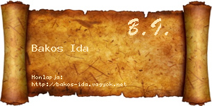 Bakos Ida névjegykártya